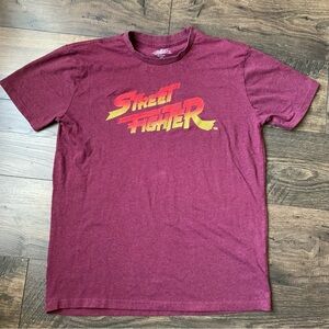 Street Fighter embroidered shirt medium burgundy